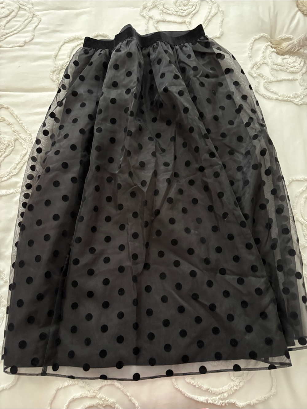 J. Crew Black Polka Dot Maxi Skirt